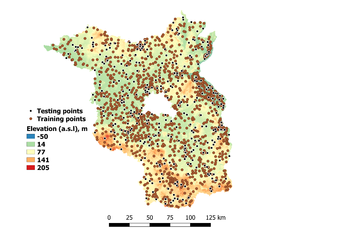 Distribution of groundwater depth (GWD) 
