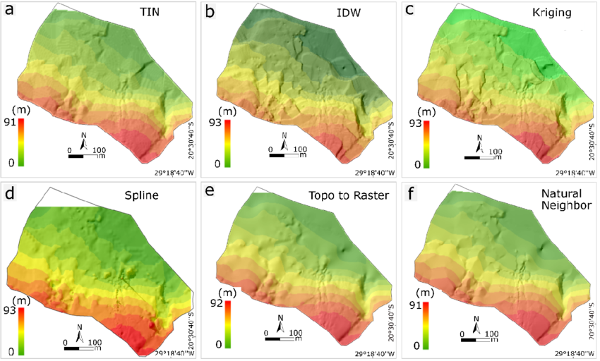 Spatial interpolation algorithm employed with the ArcGIS software 